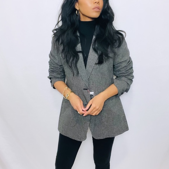 ***SOLD*** Ines De La Fressange Paris x Uniqlo | Linen Cotton Checkered  Blazer - Picture 10 of 13